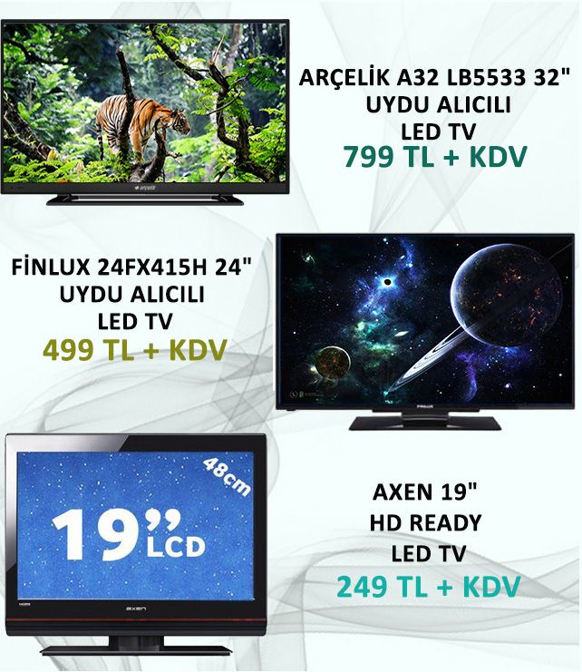 Gegi de Arçelik, Axen, Finlux, Lg, Philips, Regal, Samsung ve Vestel TV lerde Haziran ayına özel fırsatlar.