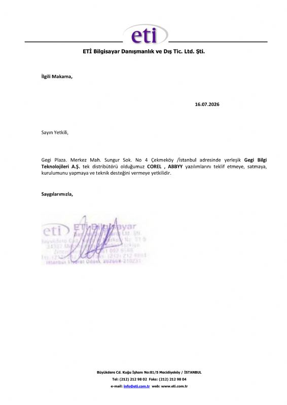 Corel & ABBYY Sertifikası