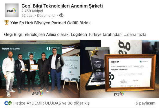 Logitech Yılın En Hızlı Büyüyen Partneri Ödülü Bizim!